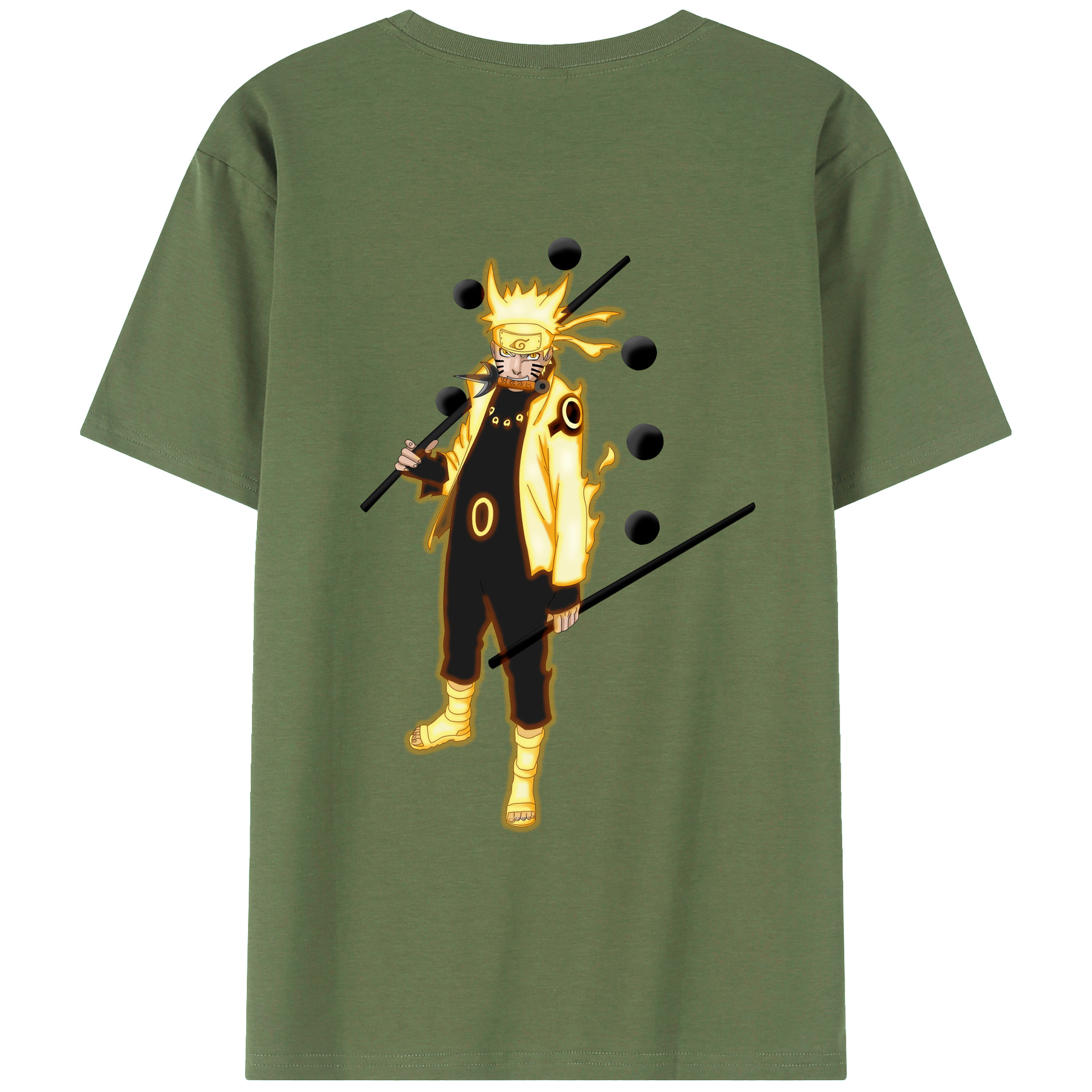 （画像用） NARUTO -ナルト- うずまき ナルト Uzumaki Naruto 綿100％ メンズ半袖Tシャツ（バックプリント） 通気性